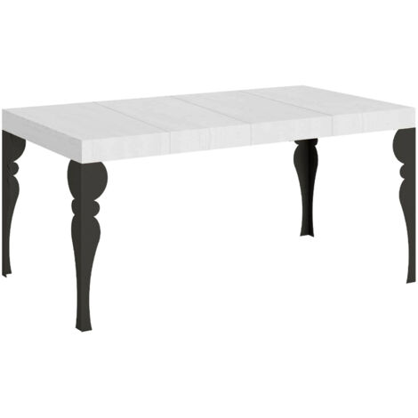 Tavolo allungabile 130/390x90 cm Paxon Premium bianco frassino gambe antracite