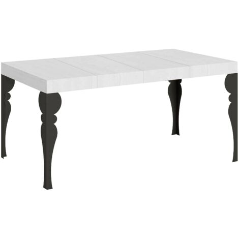 Tavolo Allungabile 130-390x90x77 cm Paxon Premium Bianco Frassino Telaio Antracite