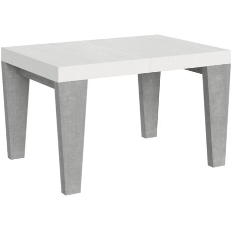 Tavolo Allungabile 130/390x90x77 cm Spimbo Mix  piano Bianco Frassino gambe Cemento