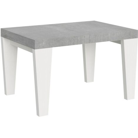 Tavolo Allungabile 130/390x90x77 cm Spimbo Mix  piano Cemento gambe Bianco Frassino