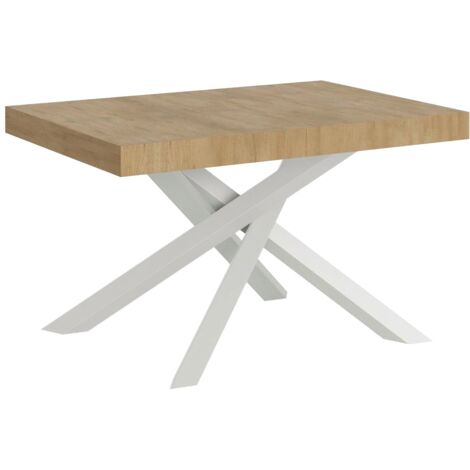 Tavolo Allungabile 130-390x90x77 cm Volantis Quercia Natura Telaio Bianco