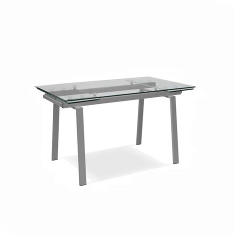 Tavolo Allungabile 140/200x80x76 cm in Vetro Temperato Tommy Trasparente