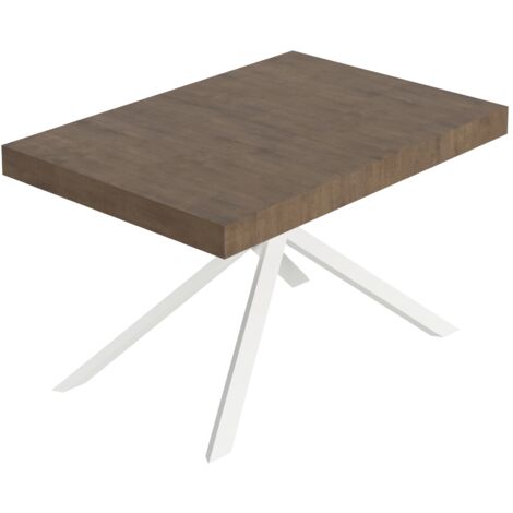 Tavolo Allungabile 140-244x90x74 cm Niket Noce Gambe Bianche