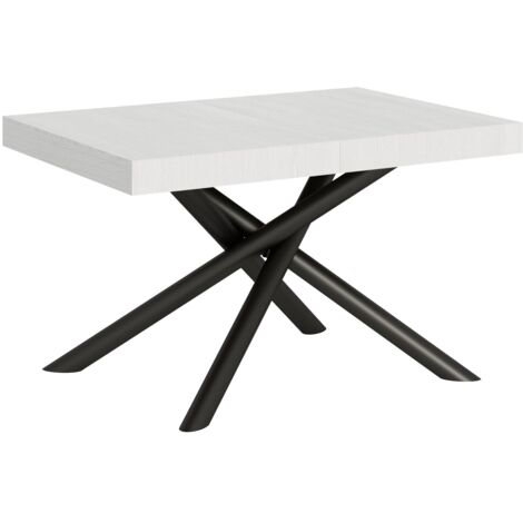 Tavolo Allungabile 140-244x90x77 cm Famas Bianco Frassino Telaio Antracite