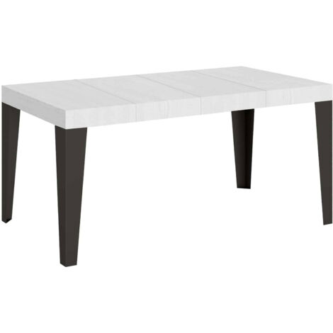Tavolo allungabile 140/400x90 cm Flame Premium bianco frassino gambe antracite
