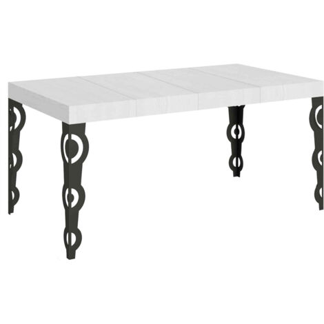 Tavolo allungabile 140/400x90 cm Karamay Premium bianco frassino gambe antracite