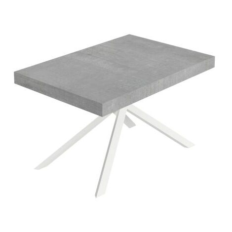 Tavolo Allungabile 140-400x90x74 cm Niket Cemento Gambe Bianche