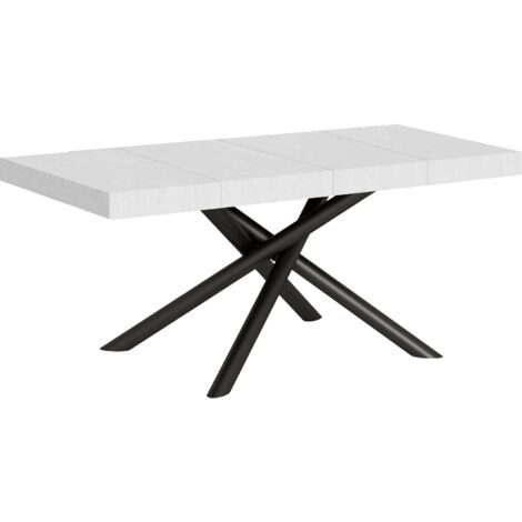 Tavolo Allungabile 140-400x90x77 cm Famas Premium Bianco Frassino Telaio Antracite