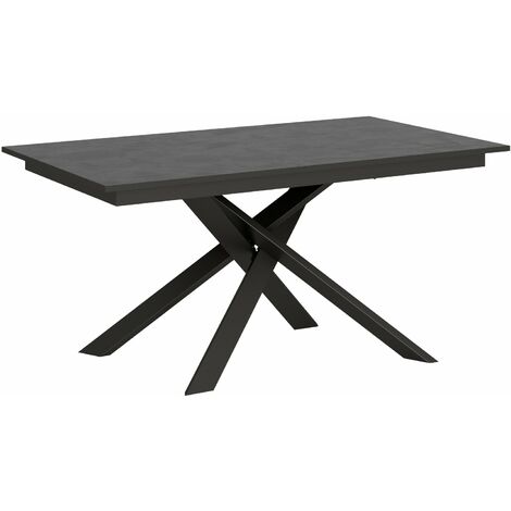 Tavolo Allungabile 160-220x90x74 cm Ganty piano Antracite Spatolato bordo Antracite