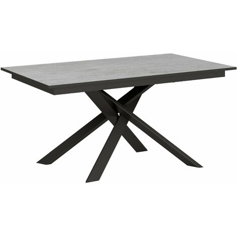 Tavolo Allungabile 160-220x90x74 cm Ganty piano Cemento bordo Antracite