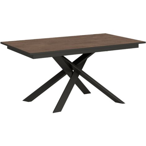 Tavolo Allungabile 160-220x90x74 cm Ganty piano Noce bordo Antracite