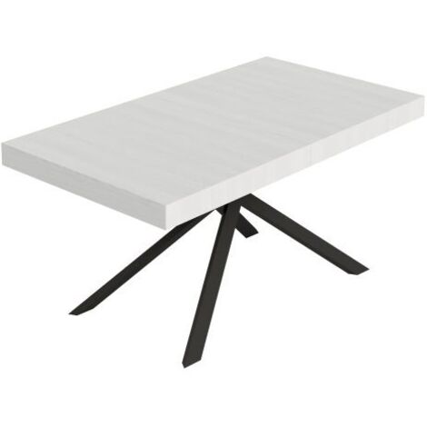 Tavolo Allungabile 160-244x80x74 cm Niket Bianco Frassino Gambe Antracite
