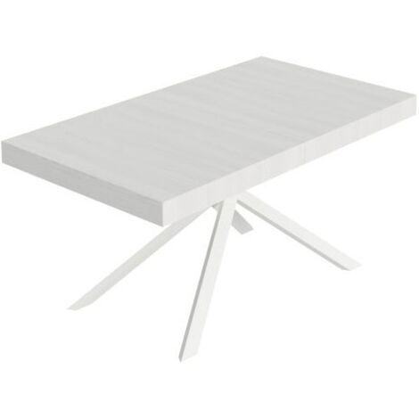 Tavolo Allungabile 160-244x80x74 cm Niket Bianco Frassino Gambe Bianche