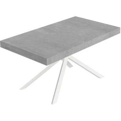Tavolo Allungabile 160-244x80x74 cm Niket Cemento Gambe Bianche