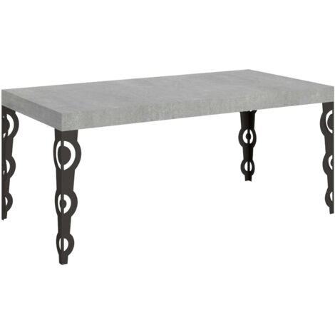 Tavolo allungabile 160/264x90 cm Karamay cemento gambe antracite