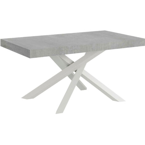 Tavolo allungabile 160/264x90 cm Volantis cemento gambe bianche