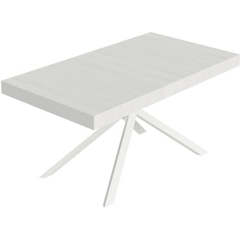 Tavolo Allungabile 160-264x90x74 cm Niket Bianco Frassino Gambe Bianche