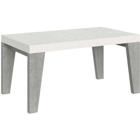 Tavolo Allungabile 160/264x90x77 cm Naxy Mix piano Bianco Frassino gambe Cemento