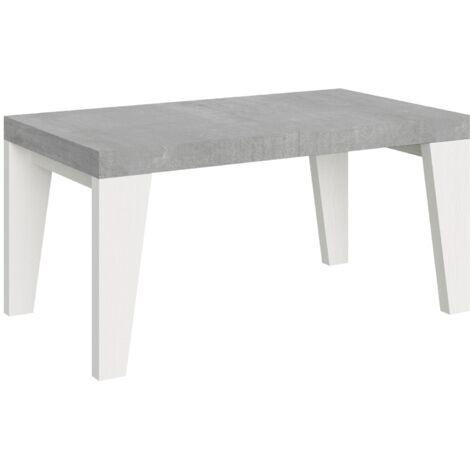 Tavolo Allungabile 160/264x90x77 cm Naxy Mix piano Cemento gambe Bianco Frassino