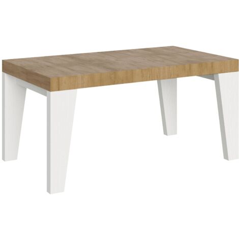 Tavolo Allungabile 160/264x90x77 cm Naxy Mix piano Quercia Natura gambe Bianco Frassino