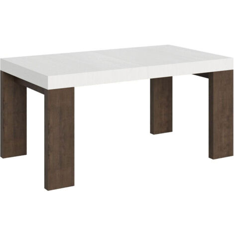 Tavolo Allungabile 160/264x90x77 cm Roxell Mix piano Bianco Frassino gambe Noce