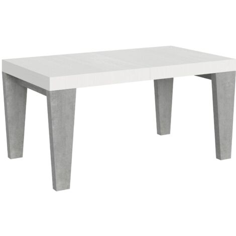 Tavolo Allungabile 160/264x90x77 cm Spimbo Mix  piano Bianco Frassino gambe Cemento