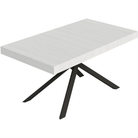 Tavolo Allungabile 160-420x90x74 cm Niket Bianco Frassino Gambe Antracite