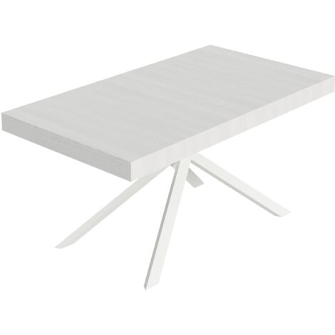 Tavolo Allungabile 160-420x90x74 cm Niket Bianco Frassino Gambe Bianche