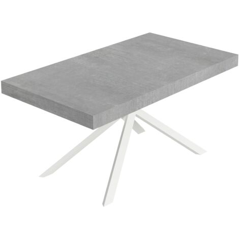 Tavolo Allungabile 160-420x90x74 cm Niket Cemento Gambe Bianche