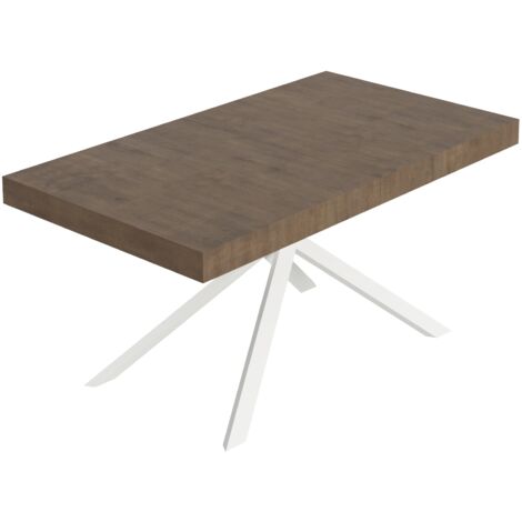 Tavolo Allungabile 160-420x90x74 cm Niket Noce Gambe Bianche