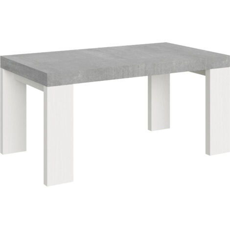 Tavolo Allungabile 160/420x90x77 cm Roxell Mix piano Cemento gambe Bianco Frassino