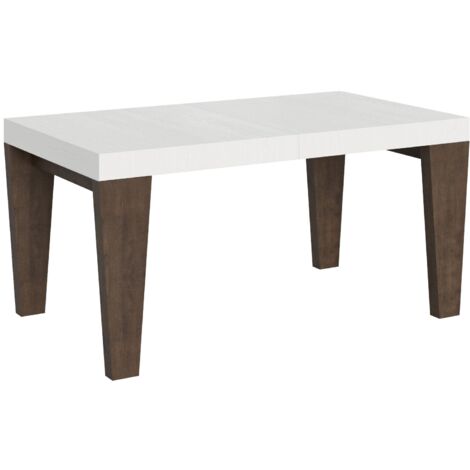 Tavolo Allungabile 160/420x90x77 cm Spimbo Mix  piano Bianco Frassino gambe Noce