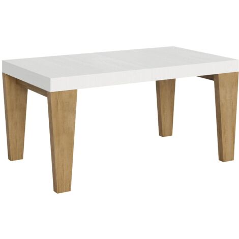 Tavolo Allungabile 160/420x90x77 cm Spimbo Mix  piano Bianco Frassino gambe Quercia Natura