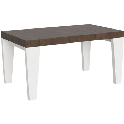 Tavolo Allungabile 160/420x90x77 cm Spimbo Mix  piano Noce gambe Bianco Frassino