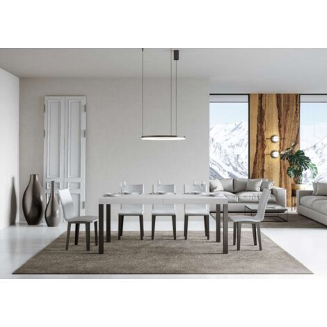 Tavolo allungabile 180/284x90 cm Everyday bianco frassino gambe antracite