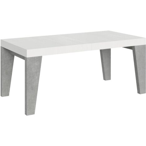 Tavolo Allungabile 180/284x90x77 cm Naxy Mix piano Bianco Frassino gambe Cemento