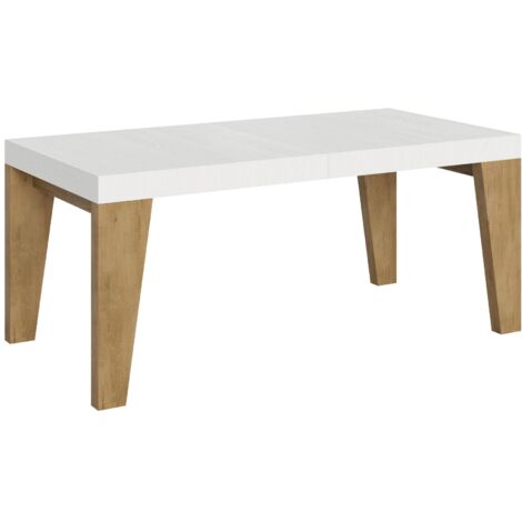 Tavolo Allungabile 180/284x90x77 cm Naxy Mix piano Bianco Frassino gambe Quercia Natura