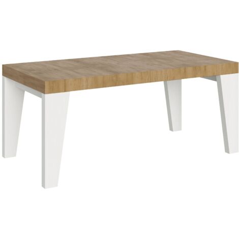 Tavolo Allungabile 180/284x90x77 cm Naxy Mix piano Quercia Natura gambe Bianco Frassino