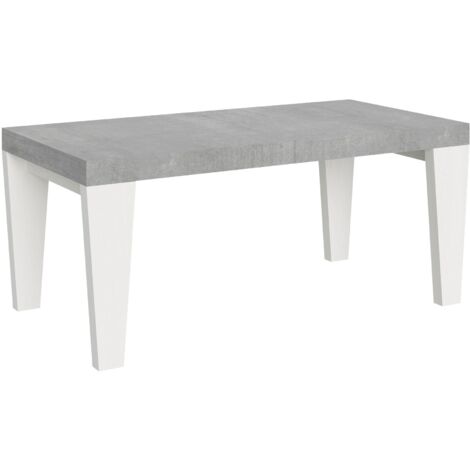 Tavolo Allungabile 180/284x90x77 cm Spimbo Mix  piano Cemento gambe Bianco Frassino