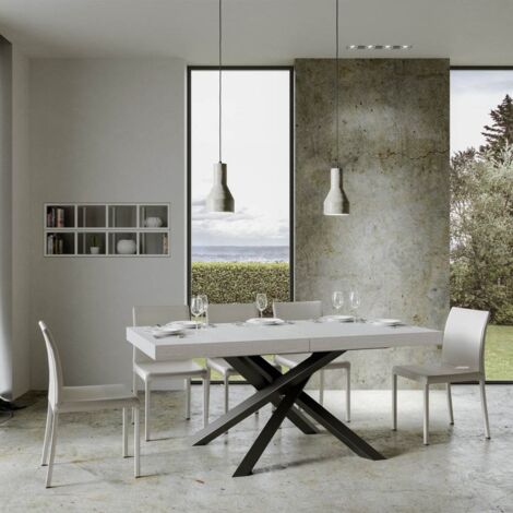 Tavolo allungabile 180/440x90 cm Volantis bianco frassino gambe antracite