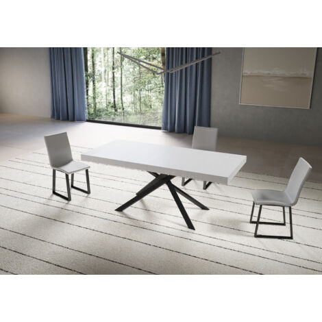 Tavolo Allungabile 180-440x90x74 cm Niket Bianco Frassino Gambe Antracite