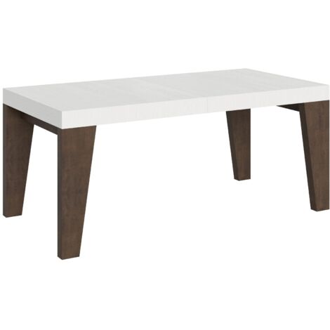 Tavolo Allungabile 180/440x90x77 cm Naxy Mix piano Bianco Frassino gambe Noce