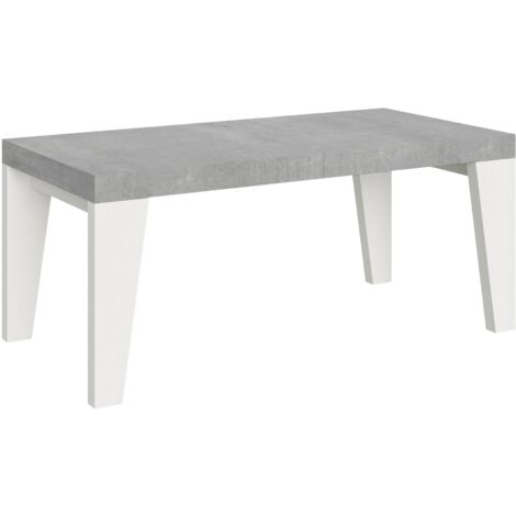 Tavolo Allungabile 180/440x90x77 cm Naxy Mix piano Cemento gambe Bianco Frassino