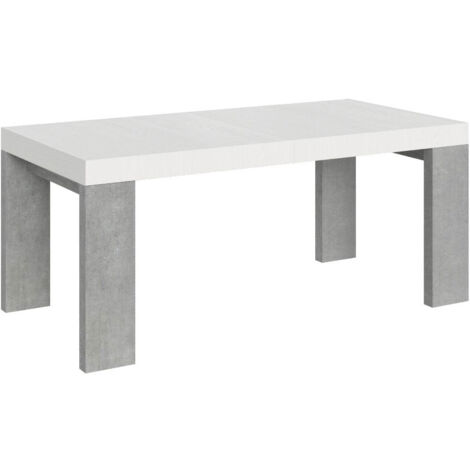Tavolo Allungabile 180/440x90x77 cm Roxell Mix piano Bianco Frassino gambe Cemento