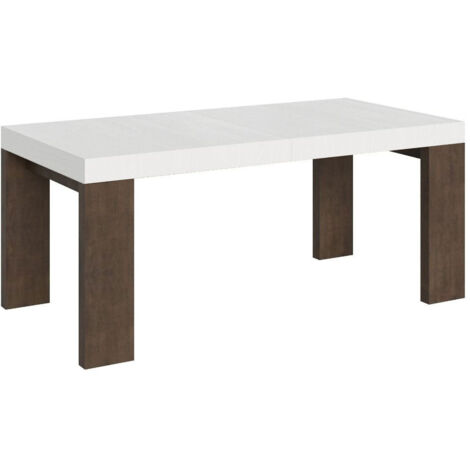 Tavolo Allungabile 180/440x90x77 cm Roxell Mix piano Bianco Frassino gambe Noce