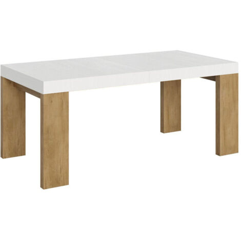Tavolo Allungabile 180/440x90x77 cm Roxell Mix piano Bianco Frassino gambe Quercia Natura