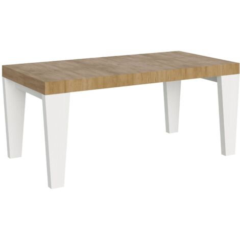 Tavolo Allungabile 180/440x90x77 cm Spimbo Mix  piano Quercia Natura gambe Bianco Frassino