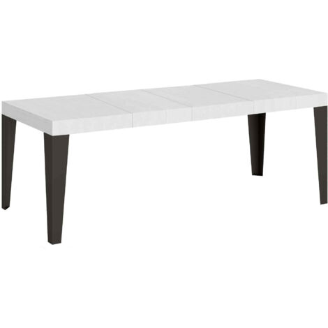 Tavolo allungabile 200/304x90 cm Flame Premium bianco frassino gambe antracite