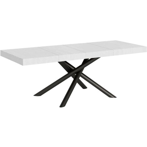 Tavolo Allungabile 200-304x90x77 cm Famas Premium Bianco Frassino Telaio Antracite