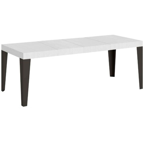 Tavolo Allungabile 200-460x90x77 cm Flame Premium Bianco Frassino Telaio Antracite